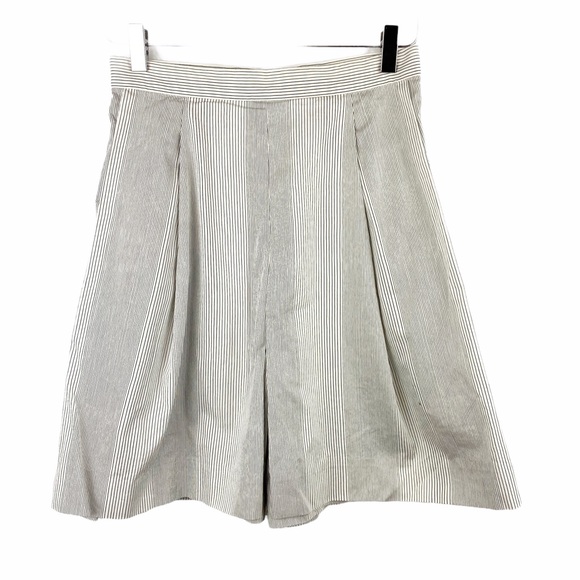 COS Striped Pleated High Rise Gaucho Shorts Preppy Academia Size 4 - Picture 4 of 10